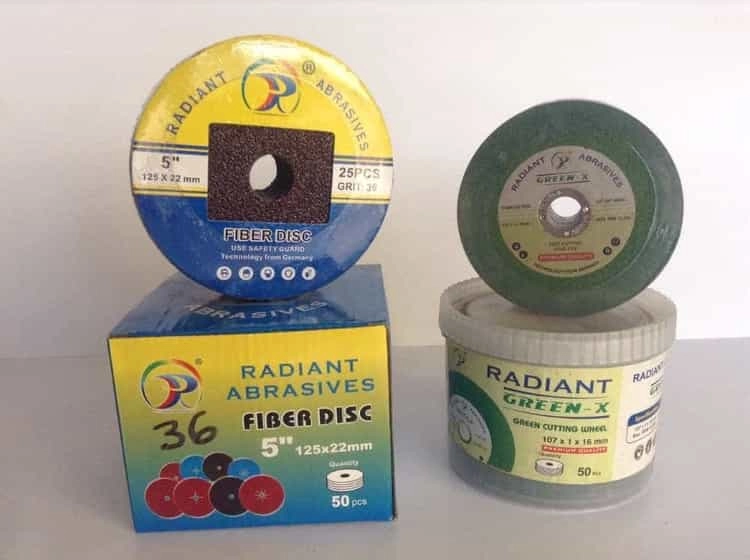 Radiant fibre disc and cutting wheel